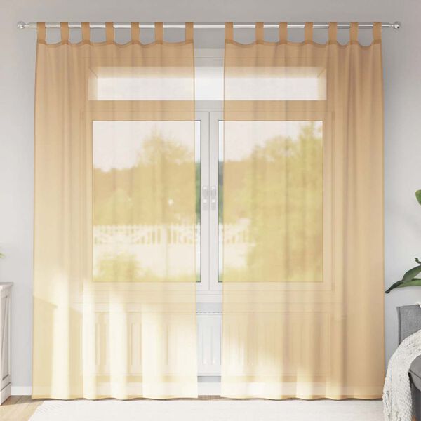 vidaXL Aasadega Voile kardinad 2 tk Liiv 140x225 cm