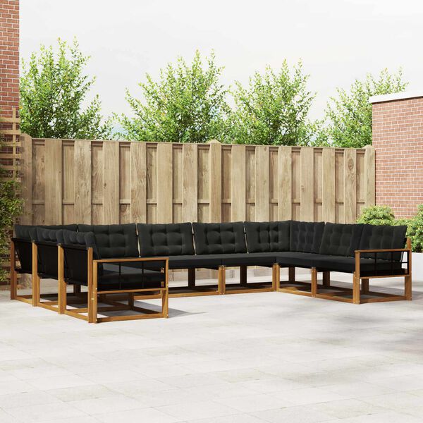 vidaXL V&auml;li diivanikomplekt padjaga 9 pcs Looduslik ja must