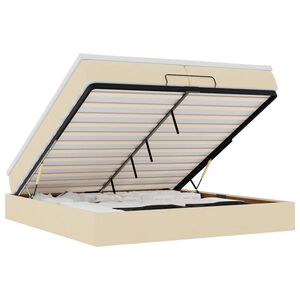 vidaXL Ottomani voodiraam madratsitega, kreemjas, 200x200cm, kangas