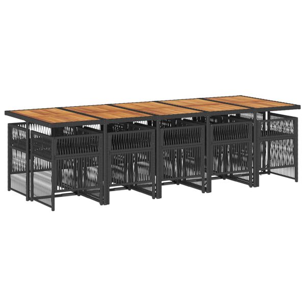 vidaXL 11-osaline aiam&ouml;&ouml;bli komplekt patjadega, must, pol&uuml;rotang