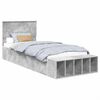 vidaXL Voodi raam riiuliga peaga Betoonhall 90 x 190 cm Tehispuit