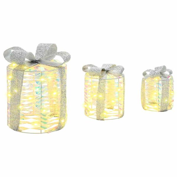 vidaXL Kingituse Karp Dekoratsioon 3 pcs Soe valge 20 x 20 x 20 cm PET