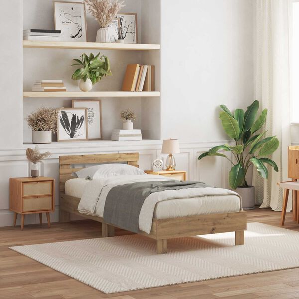 vidaXL Voodi raam k&auml;sit&ouml;&ouml;tamm 90 x 190 cm Tehispuit