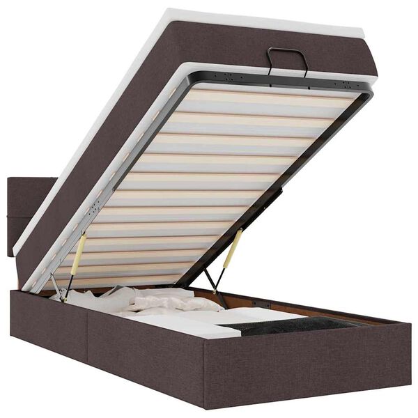 vidaXL ottomani voodi madratsita ja LED, tumepruun, 90x200 cm, kangas