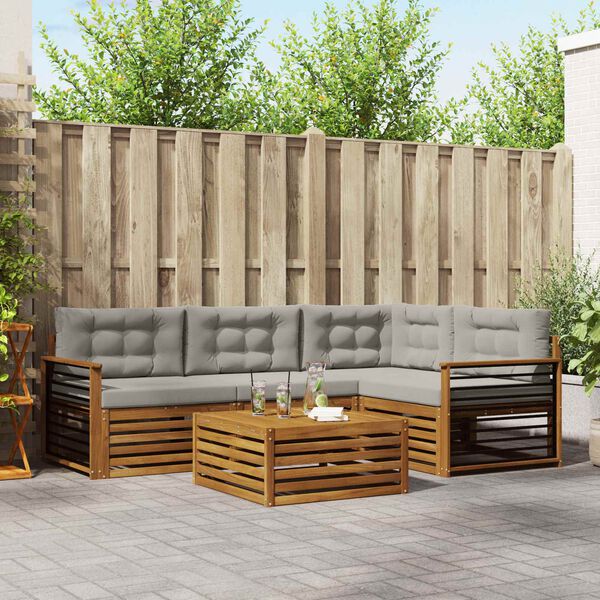 vidaXL V&auml;li diivanikomplekt padjaga 5 pcs Looduslik ja Hele Hall