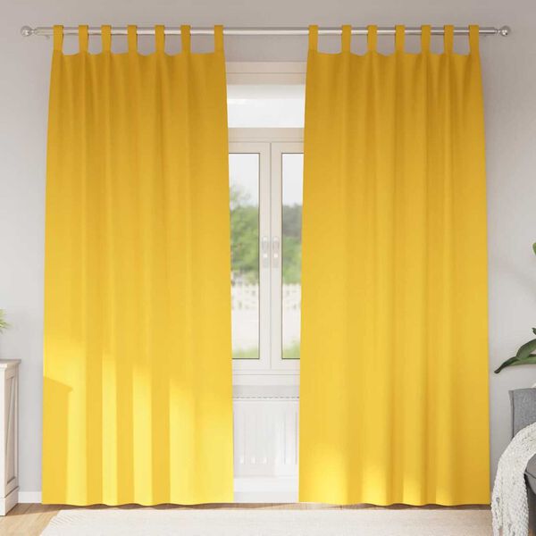 vidaXL Kardinad rõngastega 2 pcs Kollane sinep 260 x 140 cm Polüester