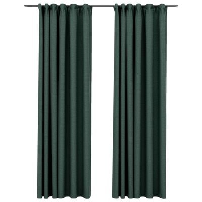 vidaXL pimendavad kardinad konksudega, 2 tk roheline 140 x 225 cm