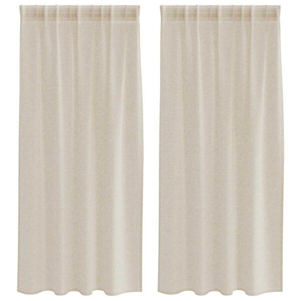 vidaXL Voile Kardin 2 pcs Liivakarva 175 x 140 cm Polüester