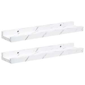 vidaXL Seinariiul riiuliga 2 pcs Valge Marmor 40 x 9 x 3 cm Tehispuit