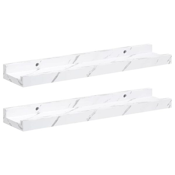 vidaXL Seinariiul riiuliga 2 pcs Valge Marmor 40 x 9 x 3 cm Tehispuit