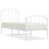 vidaXL metallist voodiraam peatsi ja jalutsiga&nbsp;, valge, 75x190 cm