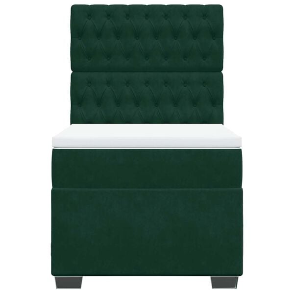 vidaXL kontinentaalvoodi madratsiga, tumeroheline, 90x190 cm, samet