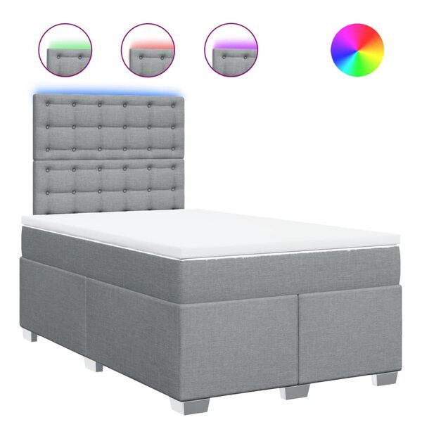 vidaXL kontinentaalvoodi madratsiga, helehall, 120x200 cm, kangas