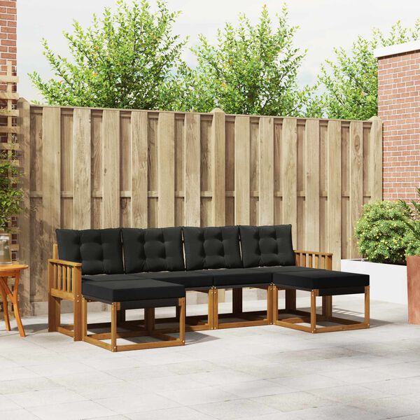 vidaXL V&auml;li diivanikomplekt padjaga 6 pcs Looduslik ja must