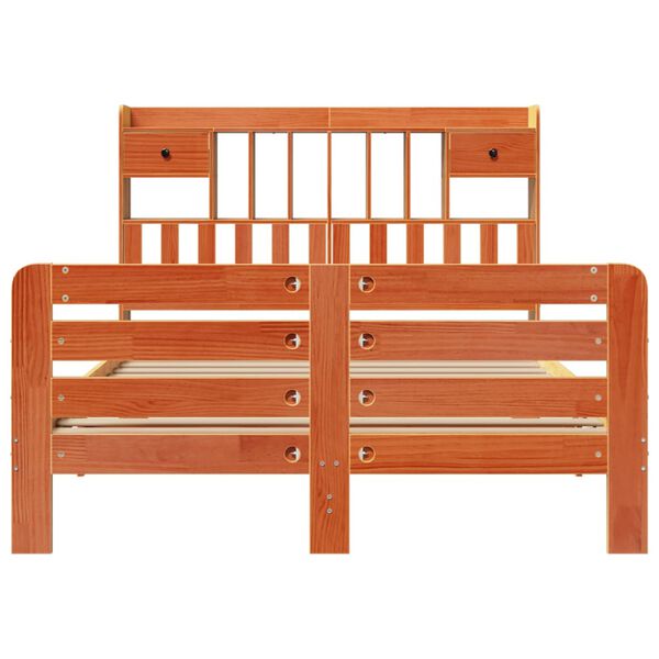 vidaXL riiuliga voodi ilma madratsita, vahapruun, 150x200cm, m&auml;nnipuit