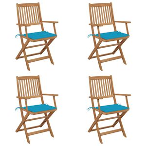 vidaXL kokkupandavad aiatoolid, 4 tk, patjadega, akaatsiapuit