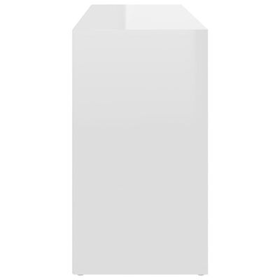 vidaXL jalatsipink, kõrgläikega, valge, 105x35x35 cm, puitlaastplaat