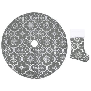 vidaXL luksuslik j&otilde;ulupuu alune lina, sokiga, hall, 90 cm, kangas
