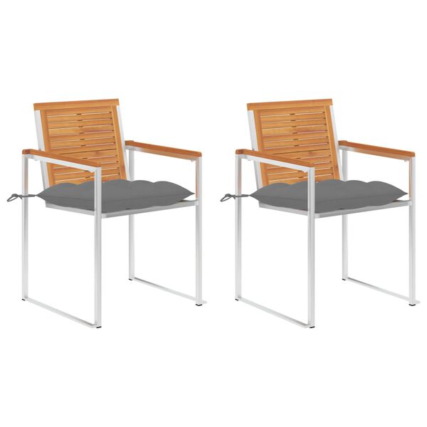 vidaXL aiatoolid patjadega, 2 tk, akaatsiapuit ja teras