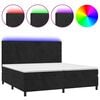 vidaXL kontinentaalvoodi madrats ja LED, must, 200x200 cm, samet