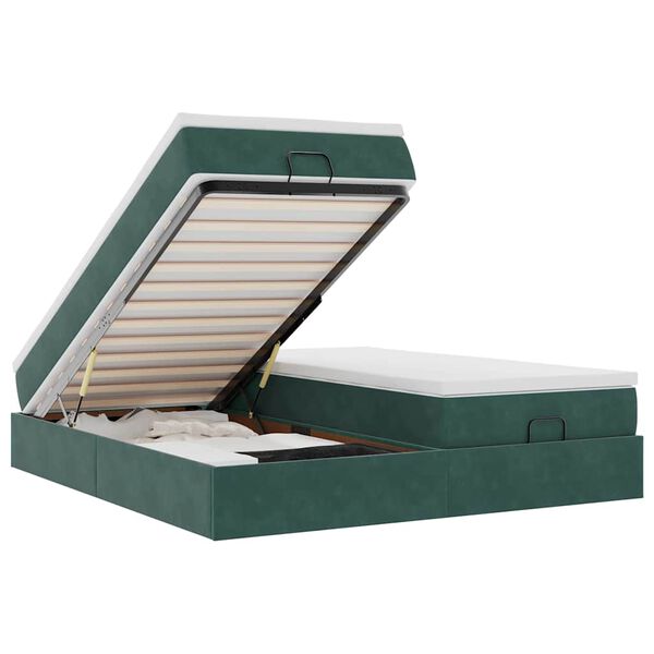 vidaXL Ottomani voodiraam madratsitega, tumeroheline, 180x200cm, samet