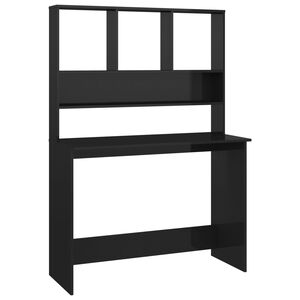 vidaXL kirjutuslaud riiulitega, must 110 x 45 x 157 cm puitlaastplaat