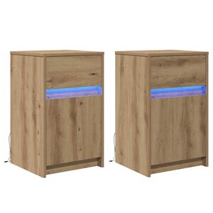 vidaXL LED voodi&ouml;&ouml;t&uuml;kk 2 pcs k&auml;sit&ouml;&ouml;tamm 38 x 34 x 61 cm Tehispuit