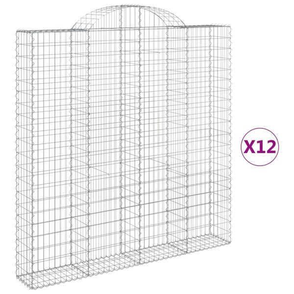 vidaXL kaarekujulised gabioonkorvid 12 tk, 200x30x200/220 cm, raud