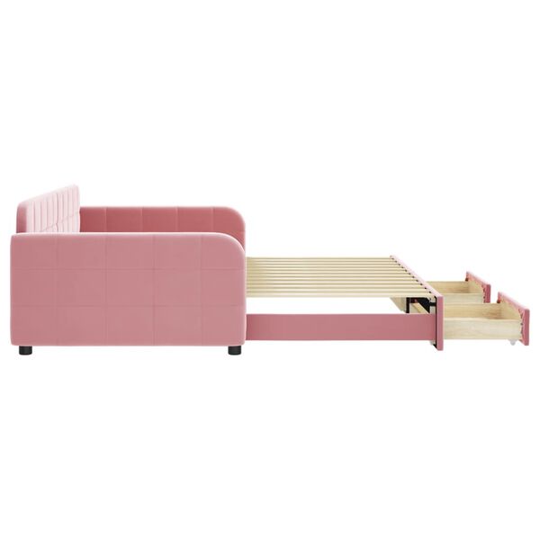 vidaXL diivanvoodi v&auml;ljat&otilde;mmatava osa ja sahtlitega, roosa, samet