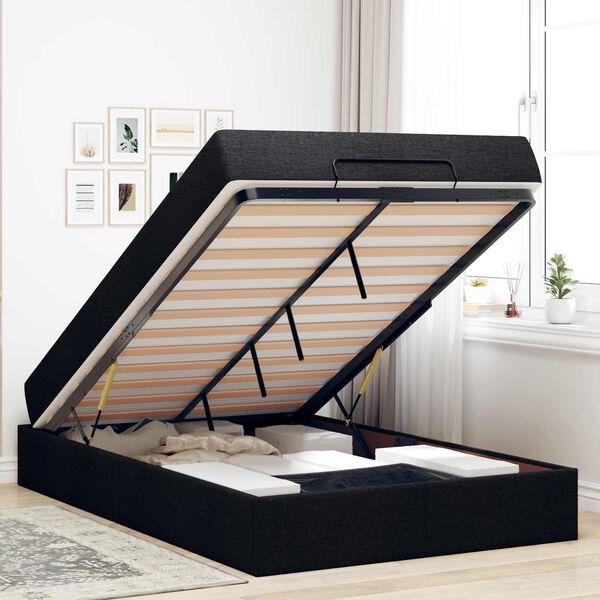 vidaXL Voodiraam madratsiga madratsiga 2 pcs Must kangas