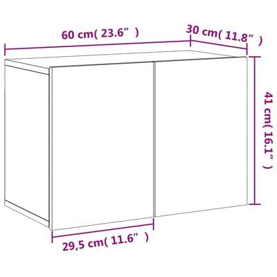 vidaXL seinale kinnitatav telerikapp, valge, 60 x 30 x 41 cm