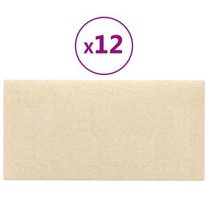 vidaXL seinapaneelid 12 tk, kreemjas, 30 x 15 cm, kangas, 0,54 m²