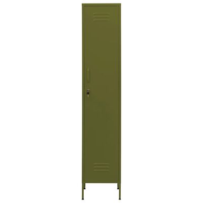 vidaXL lukustatav hoiukapp, oliivroheline, 35 x 46 x 180 cm, teras