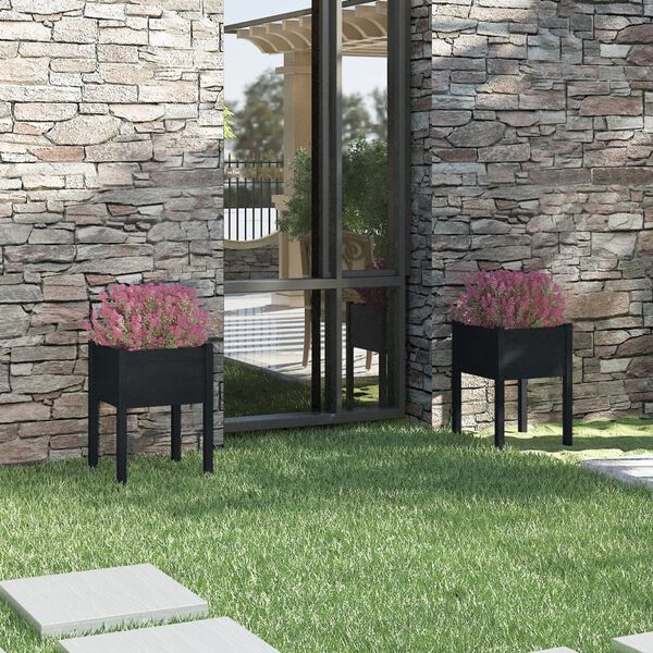 vidaXL aia taimekast, 2 tk, must 50x50x70 cm, toekas m&auml;nnipuit