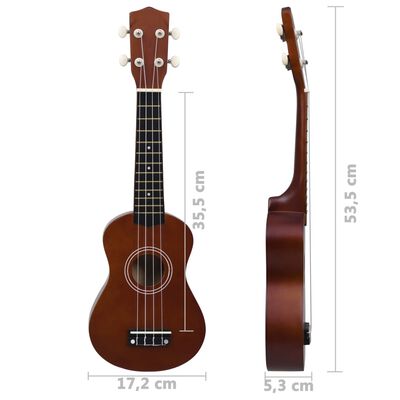 vidaXL sopran ukulele komplekt kotiga lastele naturaalne 21"