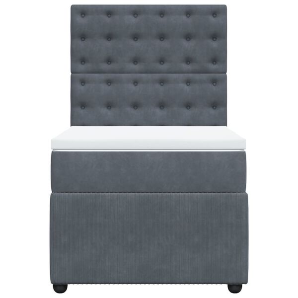 vidaXL kontinentaalvoodi madratsiga, tumehall, 90x200 cm, samet