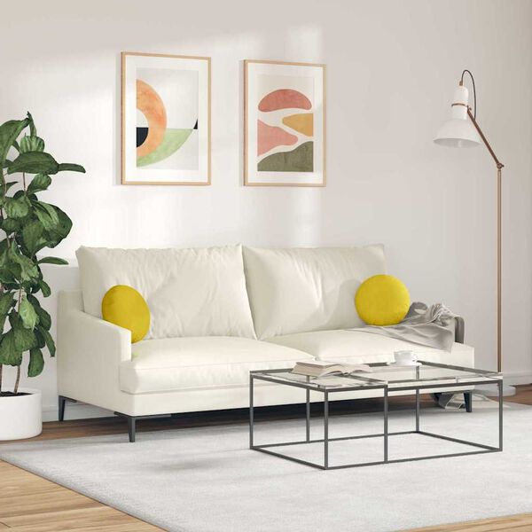 vidaXL Istumispatjad 2 pcs Kollane Ø 40 x 13 cm Samet