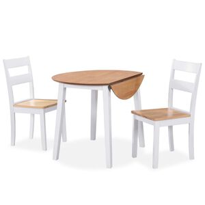 vidaXL 3-osaline s&ouml;&ouml;gitoakomplekt, MDF ja kaut&scaron;ukipuu, valge