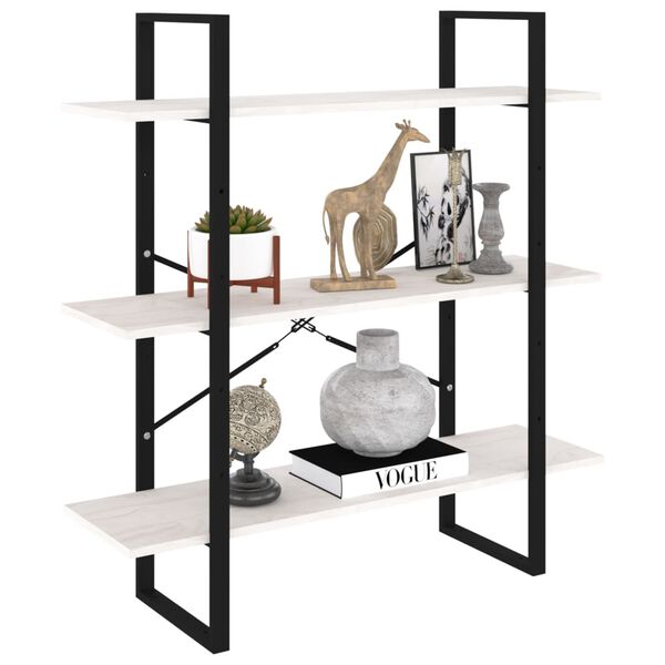 vidaXL 3-korruseline raamaturiiul, 100 x 30 x 105 cm, valge, männipuit