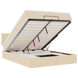 vidaXL ottomani voodi madratsita ja LED, kreemjas, 140x190 cm, kangas