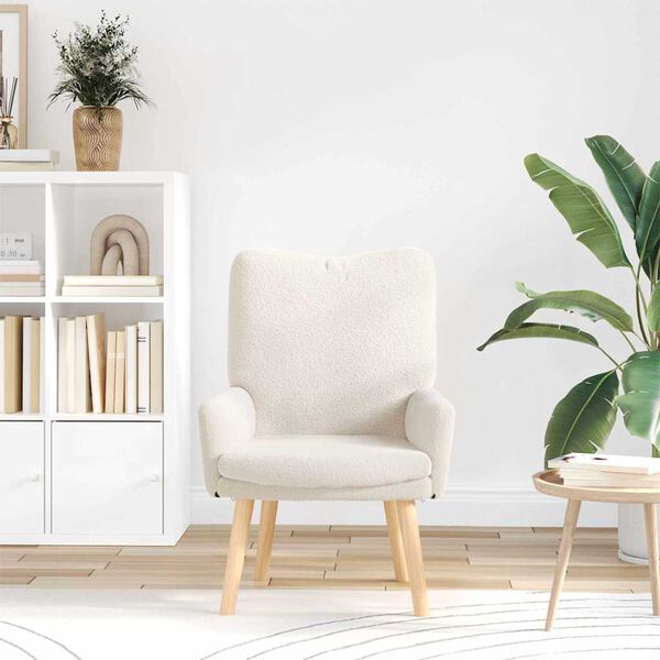 vidaXL Tugitool cream 63 x 67 x 94 cm Lamba Kangas ja Puit