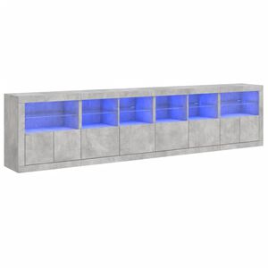 vidaXL puhvetkapp LED-tulega, betoonhall, 283 x 37 x 67 cm