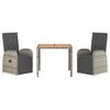 vidaXL 3-osaline aiamööbli komplekt patjadega, hall, polürotang