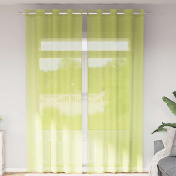 vidaXL Voile kardinad r&otilde;ngastega 2 tk Apple Green 140x260 cm