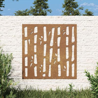 vidaXL aia seinakaunistus, 55 x 55 cm, Corteni teras, bambuse disain