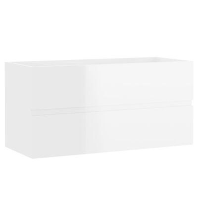 vidaXL vannitoamööblikomplekt, kõrgläikega valge, puitlaastplaat