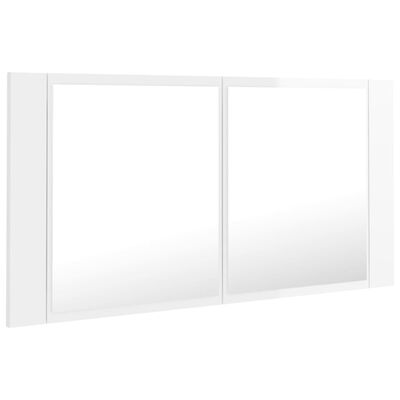 vidaXL LED-peeglikapp kõrgläikega valge 90x12x45 cm, akrüül