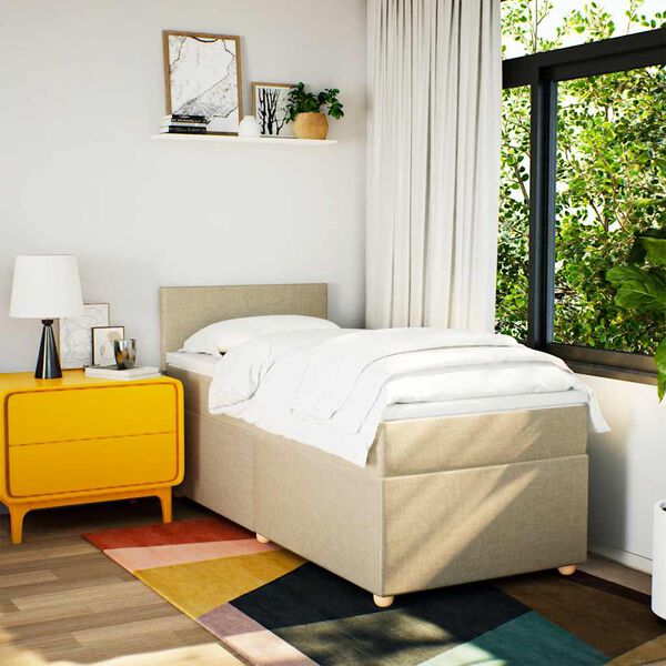 vidaXL kontinentaalvoodi madratsiga, kreemjas, 80x200 cm, kangas