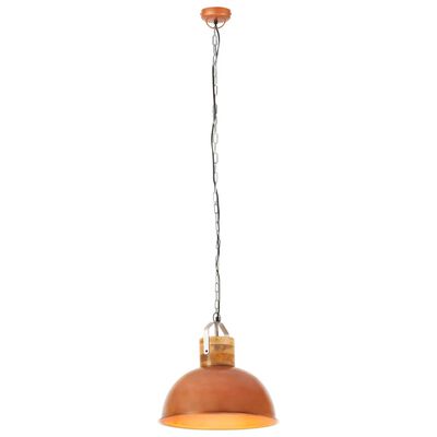 vidaXL tööstuslik laelamp, vask, ümmargune, 42 cm E27, mangopuit