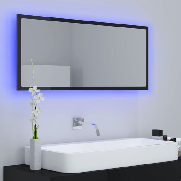 vidaXL LED vannitoa peeglikapp, k&otilde;rgl&auml;ikega must, 100x8,5x37cm, akr&uuml;&uuml;l